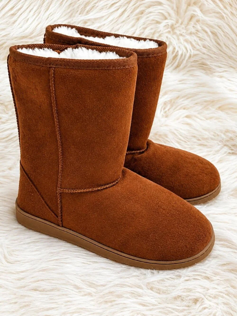 Dawgs Brown Faux Suede Microfiber Mid-Calf Winter Boots SZ 6